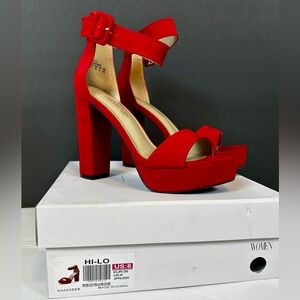 Floor Sample Dream Pairs Women’s Red Suede High Heel Open Toe Shoes / Sz 8